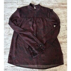 Who What Wear for Target Blouse Womens Size S Long Sleeves Top Shirt Burgundy